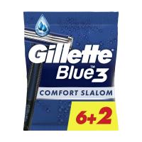 foto одноразові станки для гоління gillette blue 3 comfort slalom, 8 шт