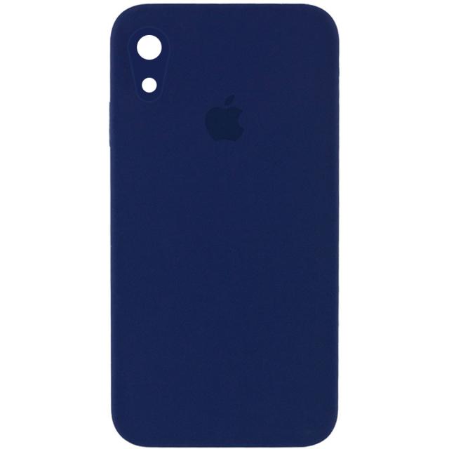 foto чохол silicone case square full camera protective (aa) для apple iphone xr (6.1") (темно-синій / midnight blue)