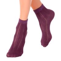 foto шкарпетки жіночі conte elegant ajour  15с-82сп (люрекс) бавовняні баклажан р.25