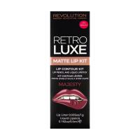 foto набір для макіяжу губ makeup revolution retro luxe matte lip kit majesty (олівець, 1 г + блиск, 5.5 мл)