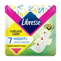 foto гігієнічні прокладки нічні libresse natural care night+ з крильцями, 7 шт