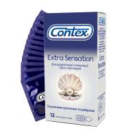 foto презервативи латексні з силіконовою змазкою contex extra sensation з крупними крапками та ребрами, 12 шт