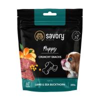 foto ласощі для здорового росту цуценят savory puppy crunchy snacks з ягням та обліпихою, 200 г