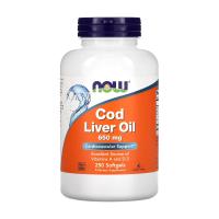 foto дієтична добавка в капсулах now foods cod liver oil риб'ячий жир із печінки тріски, 650 мг, 250 шт