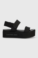 foto сандалі calvin klein jeans flatform sandal softny жіночі колір чорний на платформі yw0yw00965