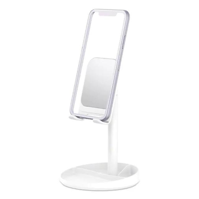 foto універсальний тримач для смартфона з дзеркалом wiwu mirror desktop stand zm201 (білий)