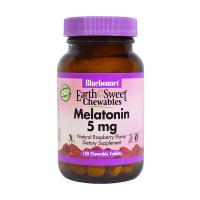 foto дієтична добавка амінокислота в жувальних таблетках bluebonnet nutrition earth sweet chewables melatonin 5 мг, зі смаком малини, 120 шт