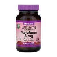 foto дієтична добавка амінокислота в жувальних таблетках bluebonnet nutrition earth sweet chewables melatonin 3 мг зі смаком малини, 120 шт