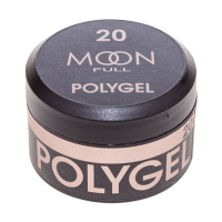 foto полігель для нарощування нігтів moon full poly gel 20 бежевий із шиммером, 15 мл