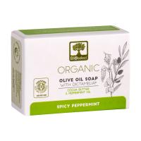 foto натуральне оливкове мило для обличчя та тіла bioselect pure olive oil soap для щоденного догляду, з маслом какао та м'ятою, 80 г