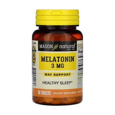 Podrobnoe foto харчова добавка в таблетках mason natural melatonin мелатонін 3 мг, 60 шт