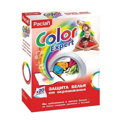 Podrobnoe foto серветки paclan color expert для запобігання фарбування білизни під час прання, 20 шт