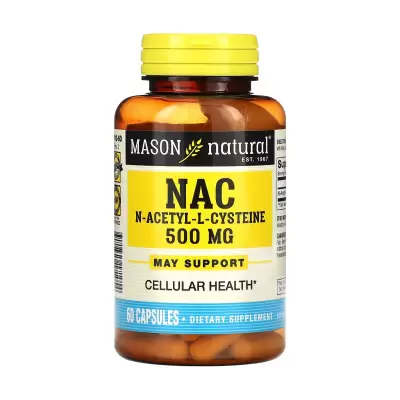 Podrobnoe foto дієтична добавка амінокислота в капсулах mason natural nac n-acetyl l-cysteine n-ацетил l-цистеїн 500 мг, 60 шт