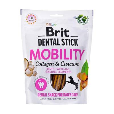 Podrobnoe foto ласощі для собак brit dental stick mobility колаген та куркума, 251 г