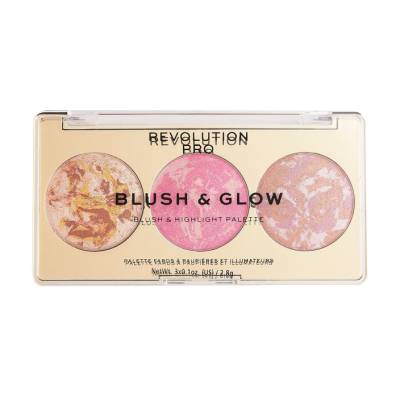 Podrobnoe foto палетка для макіяжу обличчя revolution pro blush & glow palette rose glow, 2.8 г