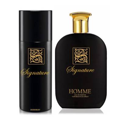 Podrobnoe foto парфумований набір чоловічий signature black homme (парфумована вода, 100 мл + дезодорант-спрей, 200 мл)