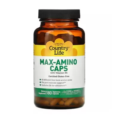 Podrobnoe foto дієтична добавка амінокислоти з вітамінами в капсулах country life max-amino caps комплекс амінокислот з вітаміном b6, 180 шт