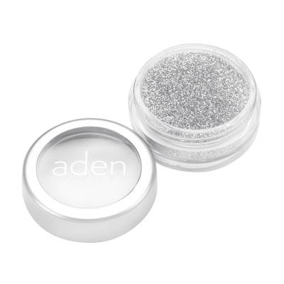 Podrobnoe foto розсипчастий глітер для обличчя aden glitter powder 02 silver shimmer, 5 г