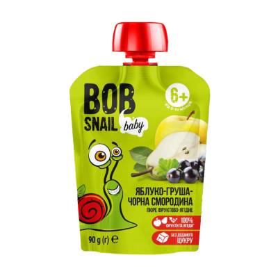 Podrobnoe foto фруктове-ягідне пюре bob snail яблуко-груша-чорна смородина, від 6 місяців, 90 г