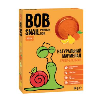 Podrobnoe foto натуральний фруктовий мармелад bob snail груша-апельсин, круглий, 54 г