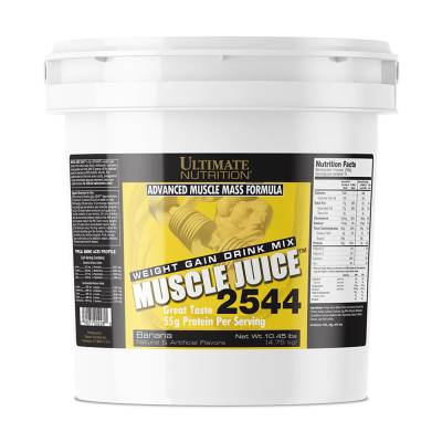 Podrobnoe foto дієтична добавка гейнер в порошку ultimate nutrition muscle juice 2544 банан, 4.75 кг