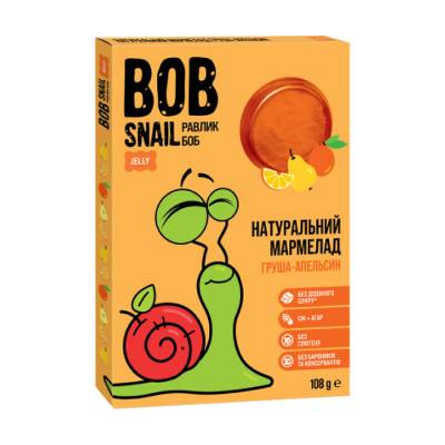 Podrobnoe foto натуральний фруктовий мармелад bob snail груша-апельсин, круглий, 108 г