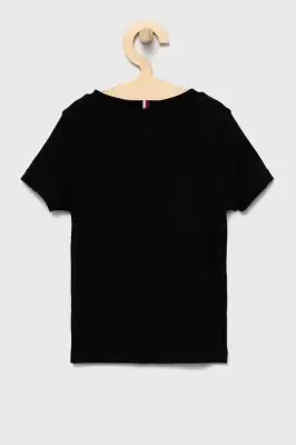 Podrobnoe foto дитяча бавовняна футболка tommy hilfiger колір чорний з принтом